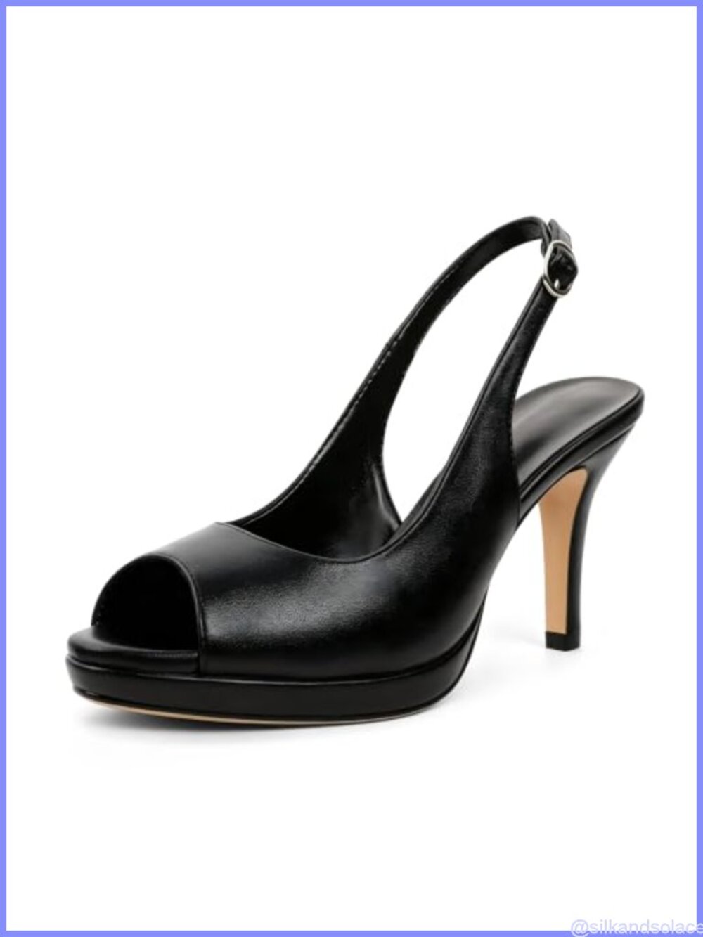 Joseywade Women's Platform Slingback Heels Peep Toe Faux Leather